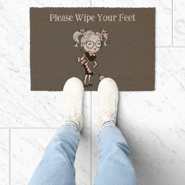 Retro Please Wipe Your Feet Fiber Doormat (Insitu)