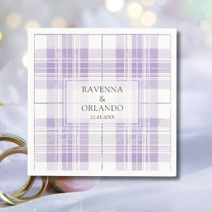 Retro Plum Purple Gingham Country Wedding Napkins