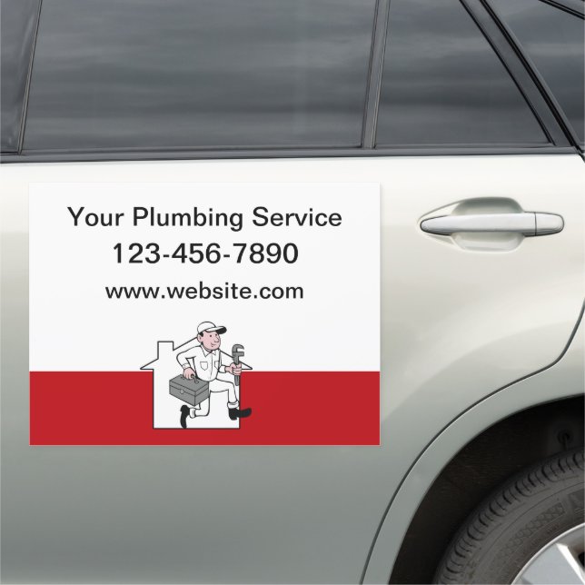 Retro Plumber Advertising Magnetic Car Signs (In Situ)