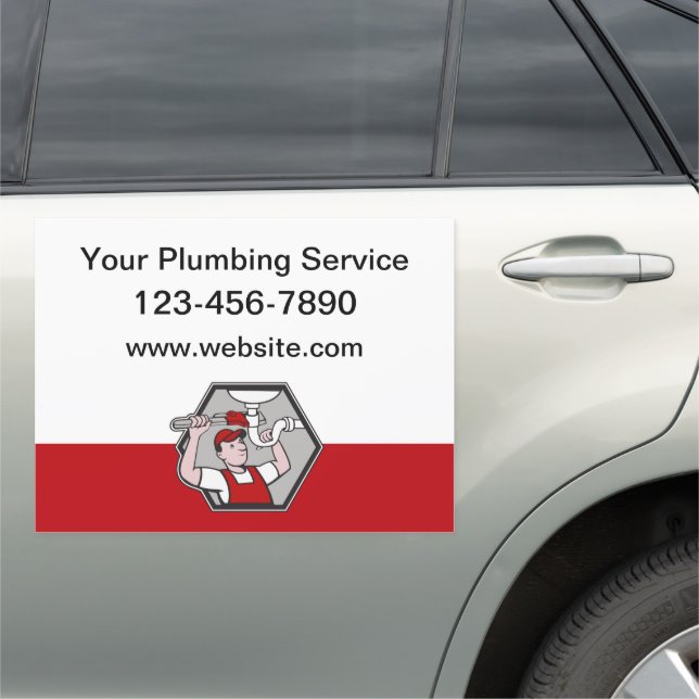Retro Plumber Car Advertising Magnets (In Situ)