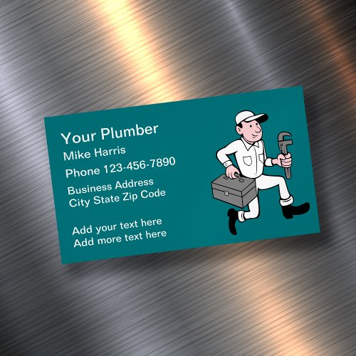 Retro Plumber Plumbing Business Card Magnets