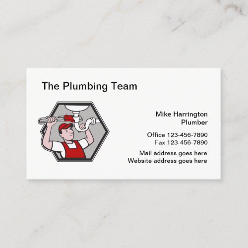 Retro Plumber Service Business Cards