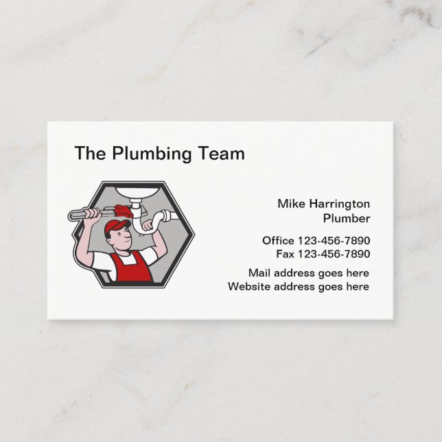 Retro Plumber Service Business Cards (Front)