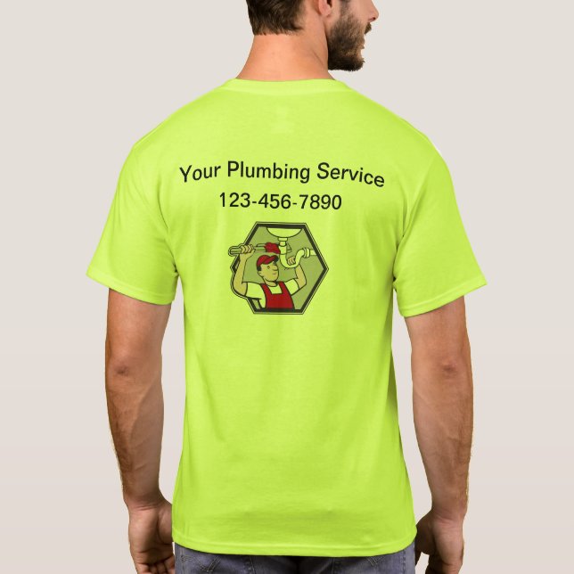Retro Plumbing Service Business Logo Work Shirts (Back)