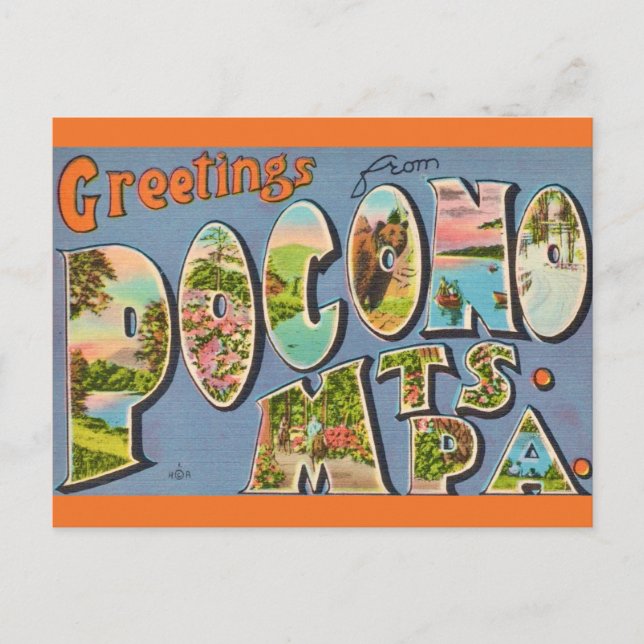 Retro Pocono Mountains  Postcard (Front)