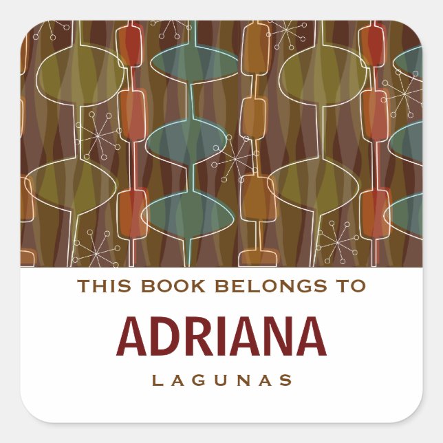 Retro Pod Square Bookplates (Front)