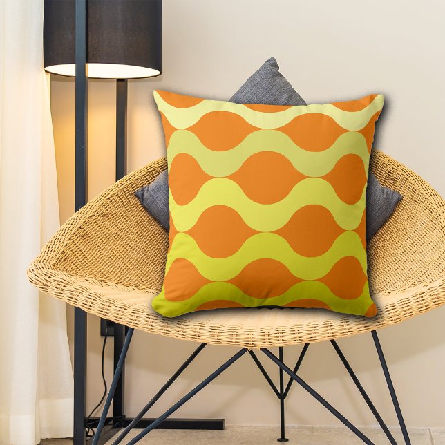Retro Pods Orange Lemon Yellow Throw Pillow (Creator Uploaded)