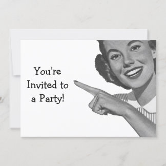 Retro Pointing Woman Invitation