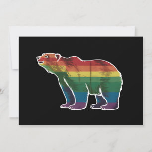 Retro Polar Bear Rainbow Lesbian LGBT Gay Pride Invitation