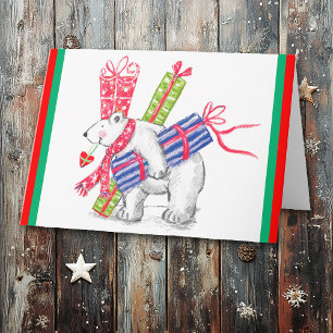 Retro Polar Bearing Gifts Christmas Holiday Card