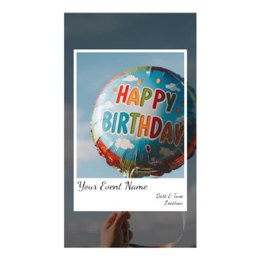 Retro Polaroid Style Happy Birthday Balloon Digital Templates