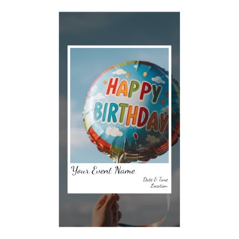 Retro Polaroid Style Happy Birthday Balloon  Digital Templates