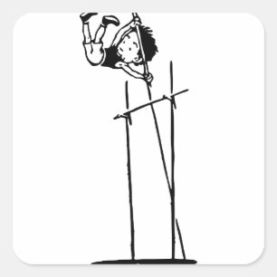 Retro Pole Vault Square Sticker