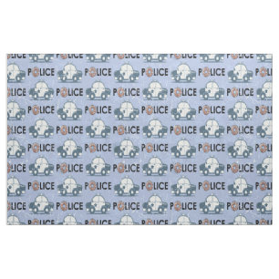 Retro Police Car Donuts Blue Fabric