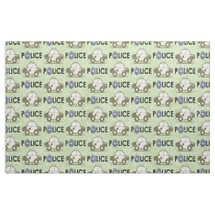 Retro Police Car Donuts Green Fabric