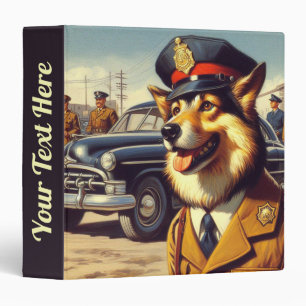 Retro Police Dog Painting 3 Ring Binder