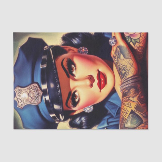 Retro Policewoman Tissue Paper (Front)