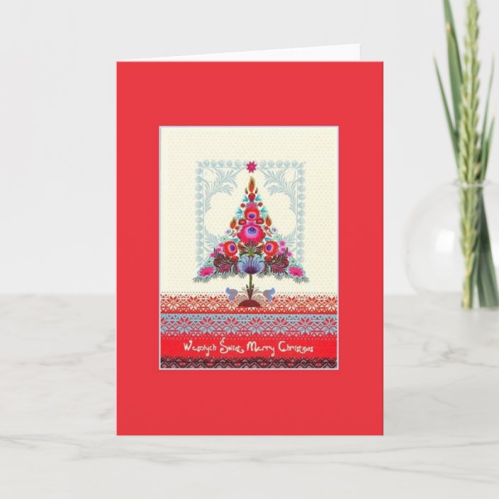 Retro Polish Bilingual Christmas Card | Zazzle.com