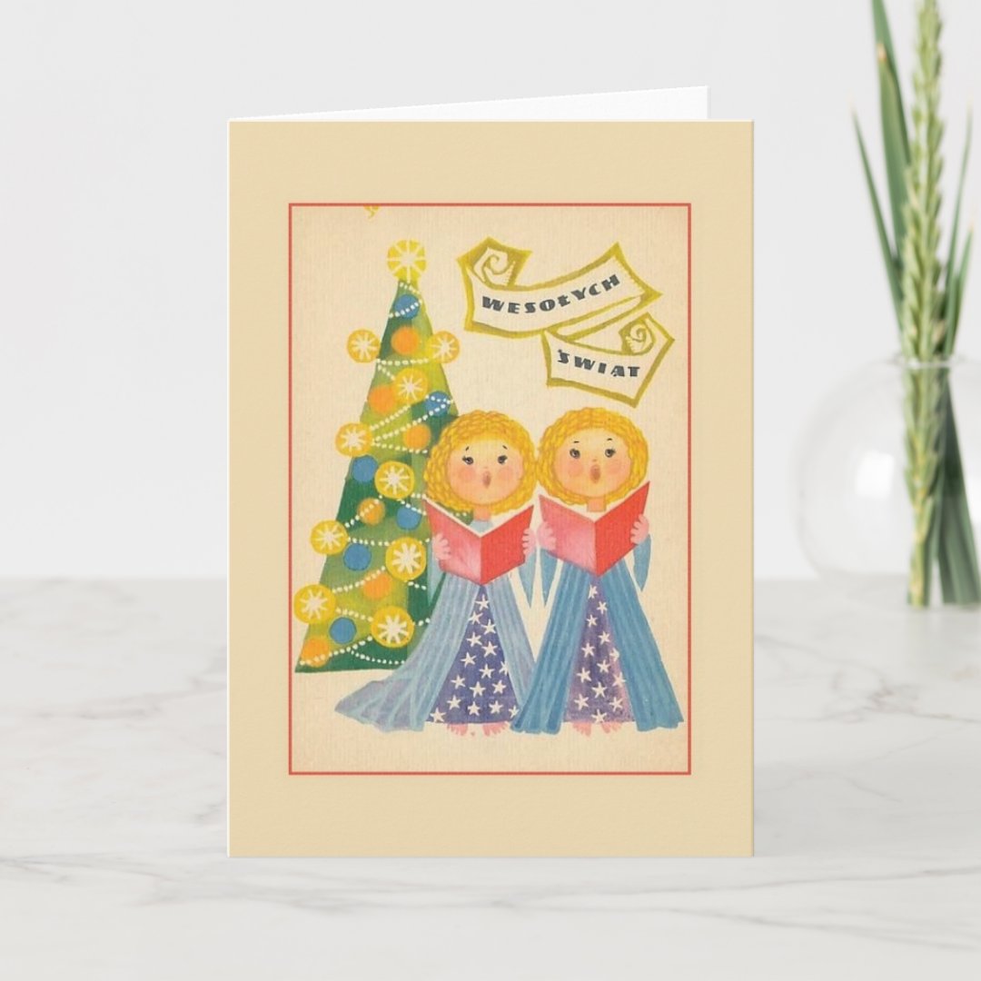 Retro Polish Christmas Greeting Card | Zazzle