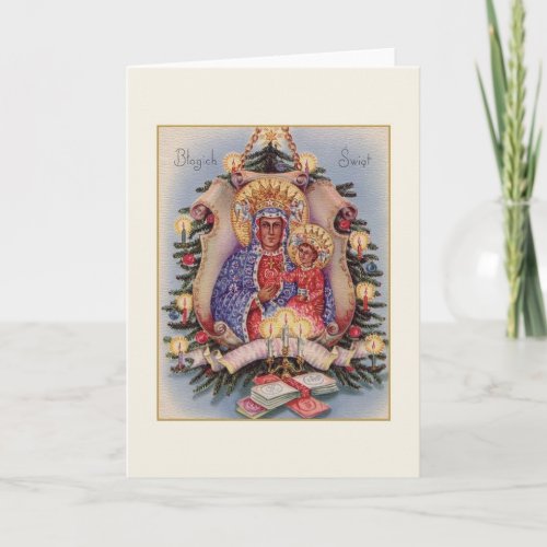 Retro Polish Religious Częstochowa Christmas Card