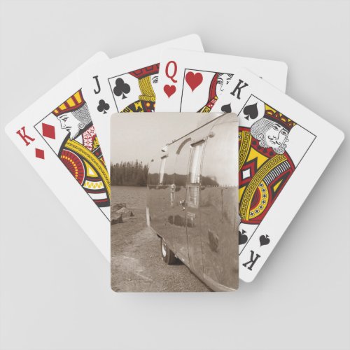 Retro polished aluminum AS safari travel trailer Playing Cards