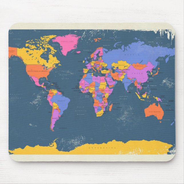 Retro Political Map of the World Mouse Pad (Front)