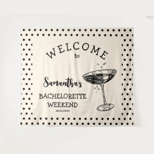 Retro Polka Bachelorette Party Backdrop Cocktail