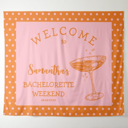 Retro Polka Bachelorette Party Backdrop Cocktail