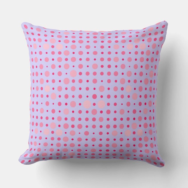 Retro Polka Dot 01.Pink LPurple BG Throw Pillow (Front)