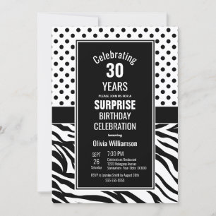 Retro Polka Dot 30th Birthday Surprise Party Invitation