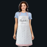 Retro polka dot adult personalized cooking apron<br><div class="desc">Custom kitchen apron feature retro vintage polka dot pattern with personalized name and text. Great personalized kitchen apron for women. And these mother daughter matching cooking aprons make a great gift for Mother's Day, Grandparent's Day, birthdays and other special occasions. You can change pink color and text font and size...</div>