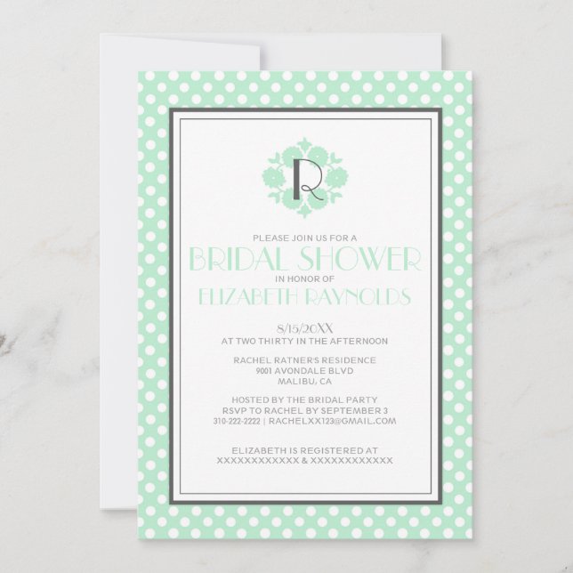 Retro Polka Dot Bridal Shower Invitations (Front)