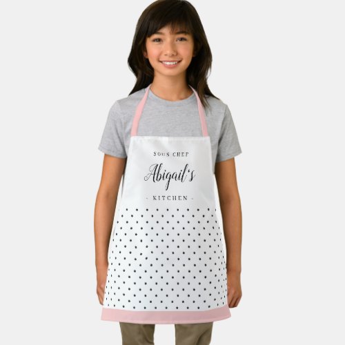 Retro polka dot childrens personalized cooking apron