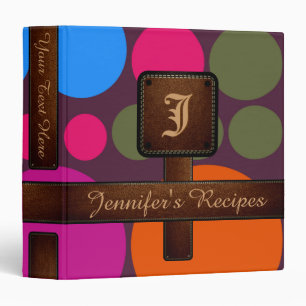 Retro Polka Dot Mosaic Pattern #5 3 Ring Binder