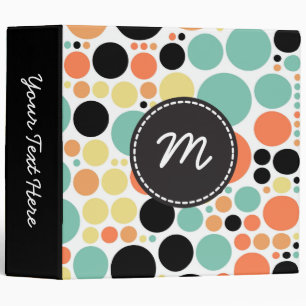Retro Polka Dot Mosaic Pattern #7 3 Ring Binder