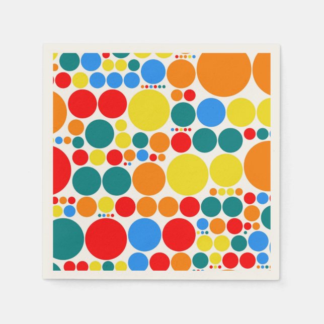 Retro Polka Dot Mosaic Pattern Paper Napkins (Front)