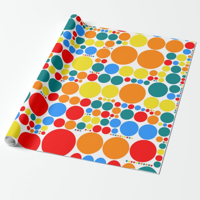 Retro Polka Dot Mosaic Pattern Wrapping Paper (Unrolled)