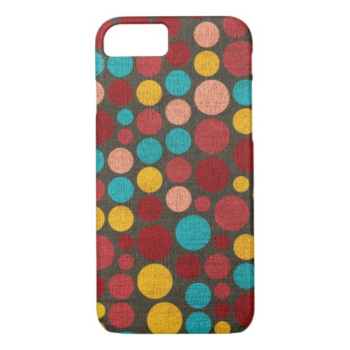 Retro Polka Dot Painted Canvas 3 iPhone 87 Case