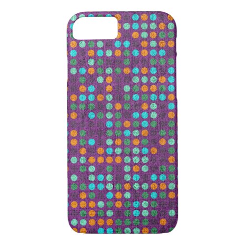 Retro Polka Dot Painted Canvas 7 iPhone 87 Case