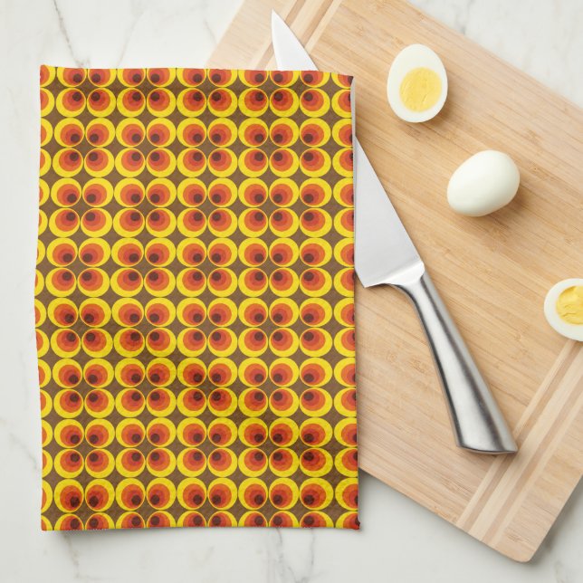 Retro Polka Dot Pattern 60s 70s Funky  Kitchen Towel (Quarter Fold)