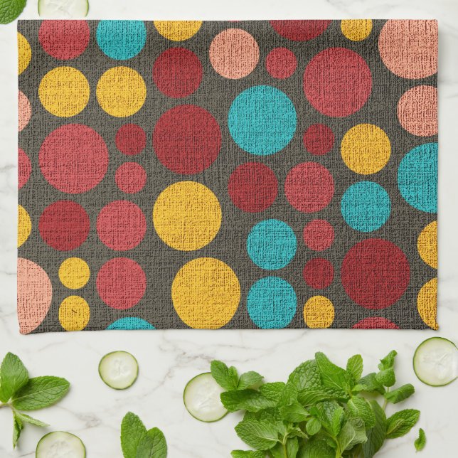 Retro Polka Dot Pattern #7 Towel (Folded)