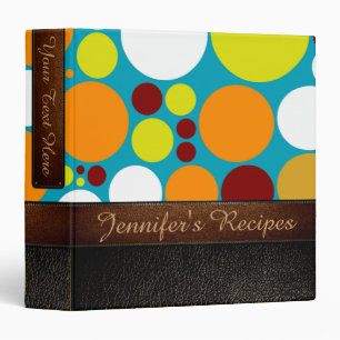 Retro Polka Dot Pattern Leather Look #10 Binder
