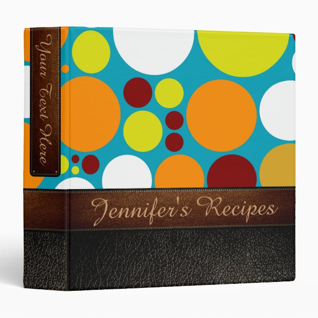Retro Polka Dot Pattern Leather Look #10 Binder (Front/Spine)