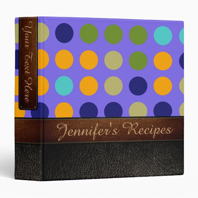 Retro Polka Dot Pattern Leather Look #11 Binder (Front/Spine)