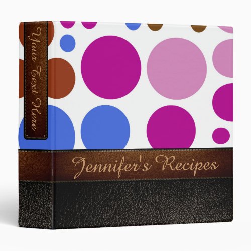 Retro Polka Dot Pattern Leather Look 12 3 Ring Binder