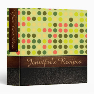 Retro Polka Dot Pattern Leather Look #14 3 Ring Binder