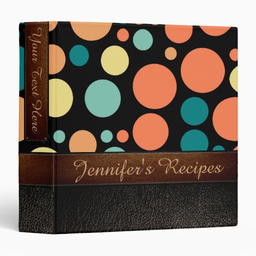 Retro Polka Dot Pattern Leather Look 15 Binder