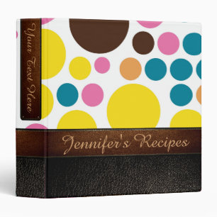 Retro Polka Dot Pattern Leather Look #19 3 Ring Binder