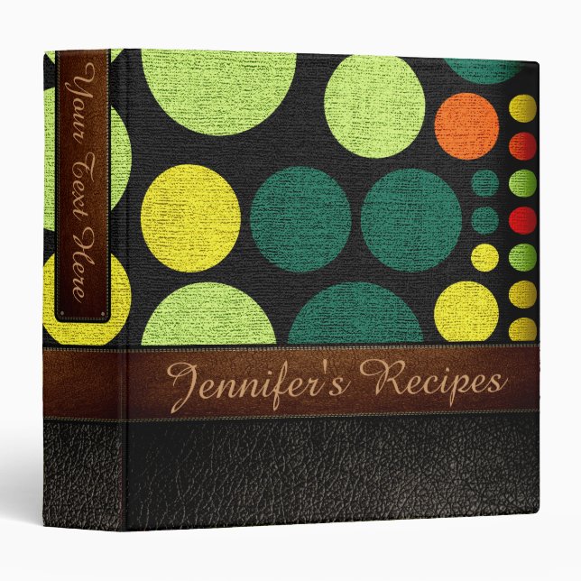 Retro Polka Dot Pattern Leather Look #24 Binder (Front/Spine)