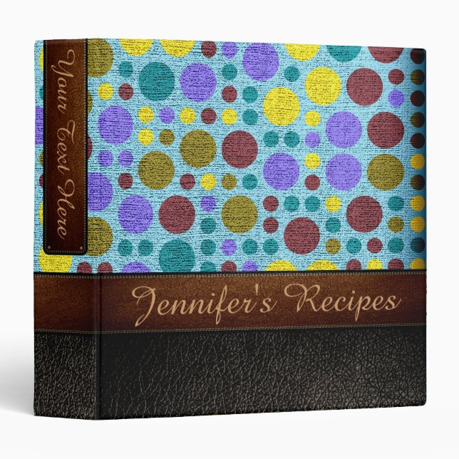 Retro Polka Dot Pattern Leather Look #28 Binder (Front/Spine)